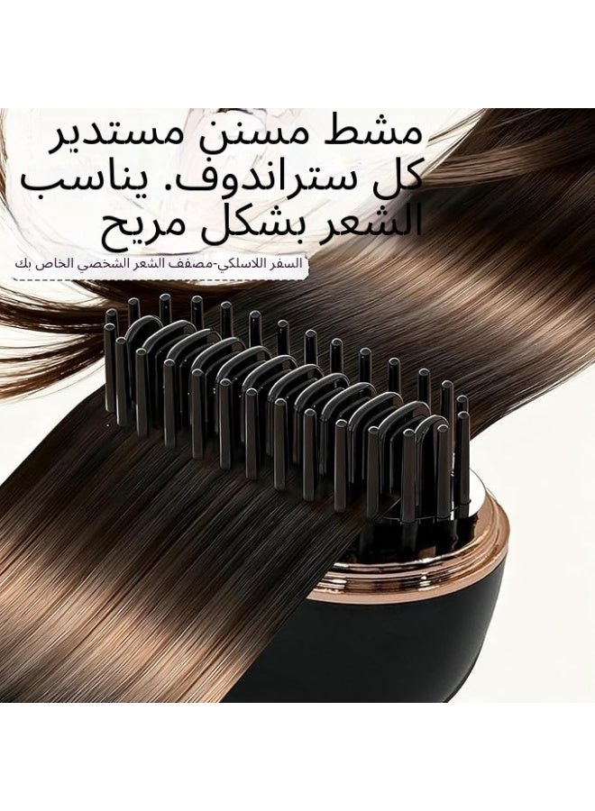For Glam brush Mini Hair Straightener, 2-in-1 Mini Cordless Hair Straightener Comb, Anti Scald Shell, 3-Speed Temperature Control,Mini Straightener,Lightweight Travel Straighteners Brush for Women (black) - Image 2