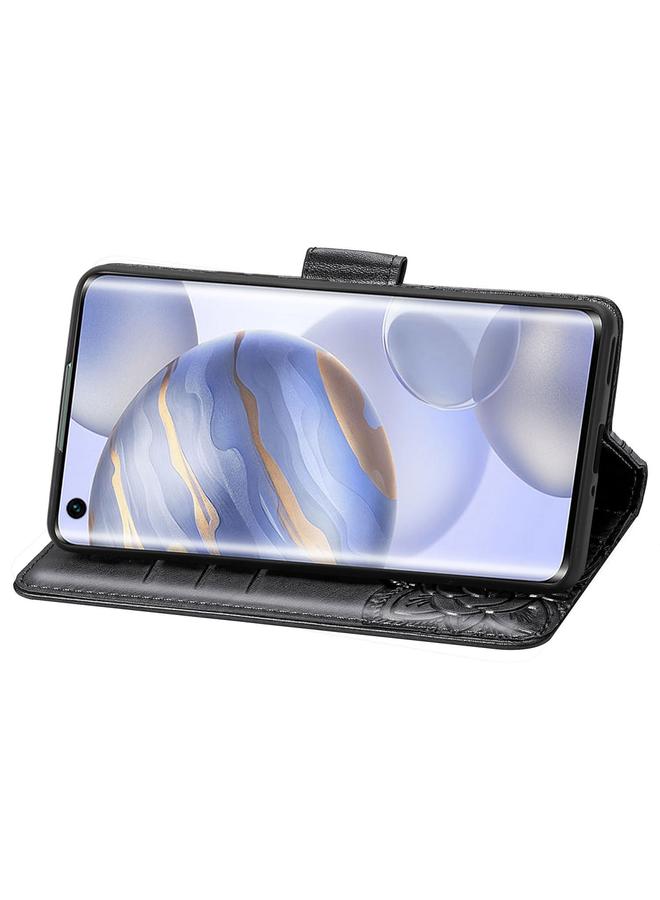 اس-توب جراب لهاتف Huawei Honor 30، جراب جلدي أفقي منقوش عليه زهرة حب الفراشة مع حامل / فتحة بطاقة / محفظة / حبل - Image 3