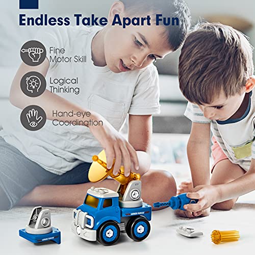 hahaland 5 Year Old Boy Birthday Gift - STEM Toys for Ages 5-7, Toy for 5 6 Year Old Boy, 5 in 1 Building Take Apart Trucks Transform to Robot, Boys Toys Stocking Stuffers Christmas Grandkids Gifts - Image 3