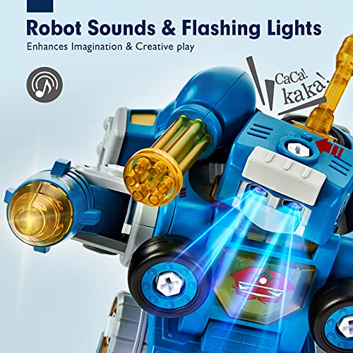 hahaland 5 Year Old Boy Birthday Gift - STEM Toys for Ages 5-7, Toy for 5 6 Year Old Boy, 5 in 1 Building Take Apart Trucks Transform to Robot, Boys Toys Stocking Stuffers Christmas Grandkids Gifts - Image 5