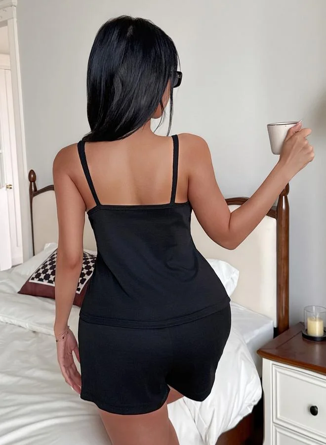 Take Two  Black Lace Cami and Shorts Pyjama Set for Women | Best Price UAE