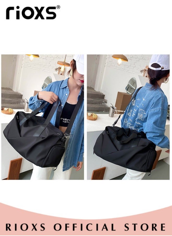 RIOXS 43*25*30cm Travel Bag, Carry-on Crossbody Luggage Bag, Dry and Wet Separated Carry-on Bag, Weekender Bag with Shoe Compartment, Suitable as Gym Bag, Carry-on Luggage, Travel Bag, Weekend Overnight Bag, Personal Items Bag  - Image 4