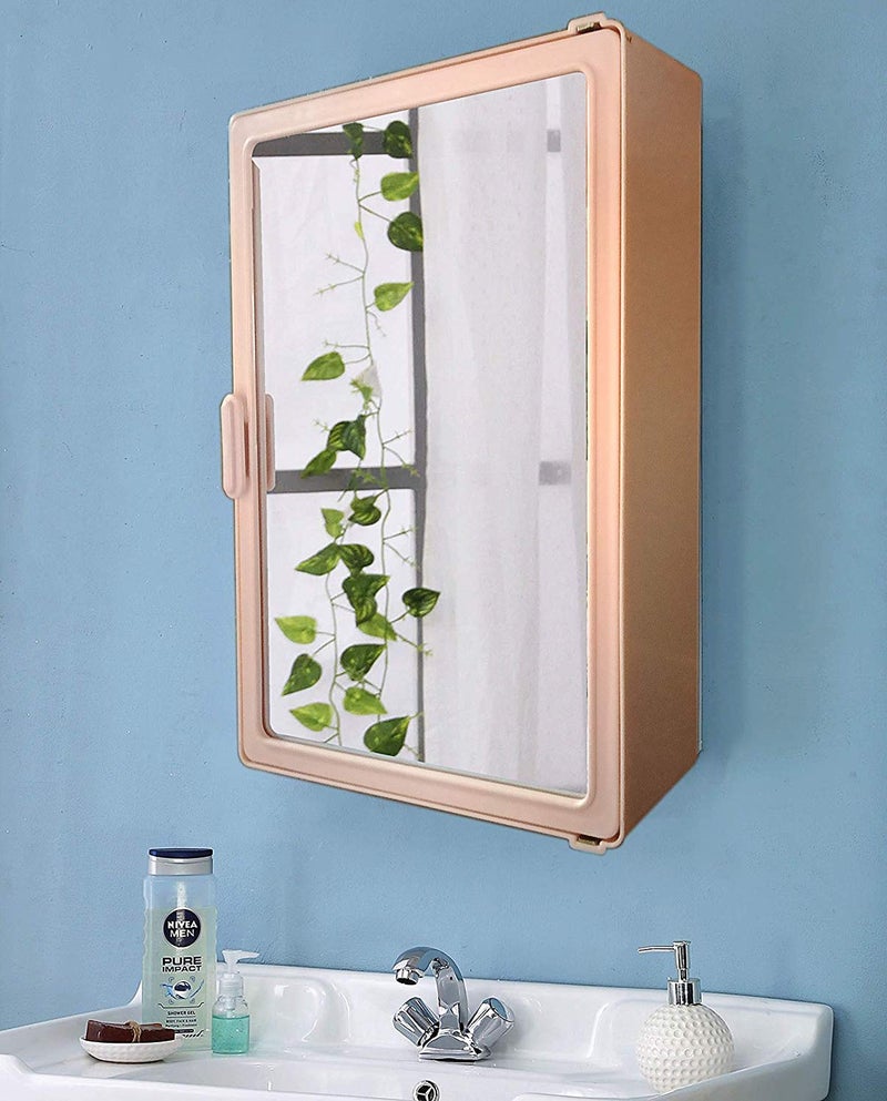 zahab HiFi Plastic Bathroom Cabinet Pink Single Door 12 x 4 x 16 inch - Image 4