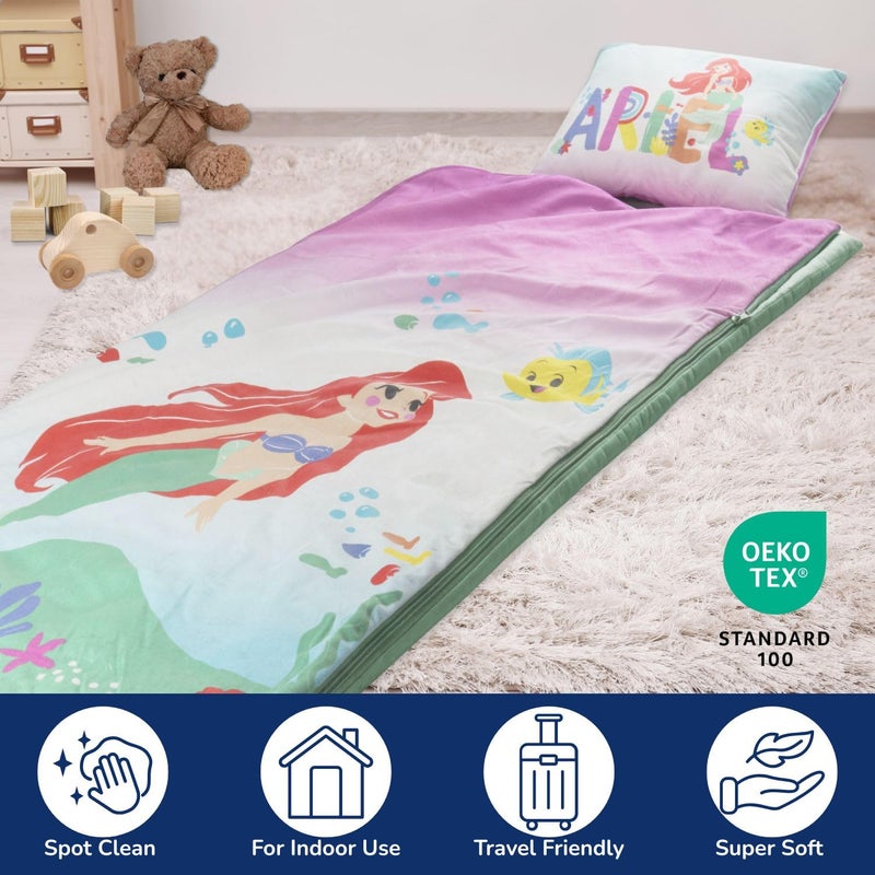 Jay Franco Kids Slumber Bag And Pillow - 54 X 27 Inch Comfy Indoor Sleeping Bag For School And Sleepovers  2 Piece Set  Multi - The Little Mermaid - Image 3