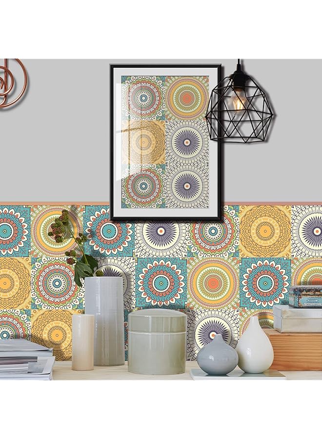 erorex Mosaic Wall Tile Stickers 10Pcs Moroccan Peel And Stick Vinyl Wallpaper Tile Decals 15X15Cm Tile Transfers Sticker For Background Kitchen Bathroom Self Adhesive Peel Splashback Decals - Image 3