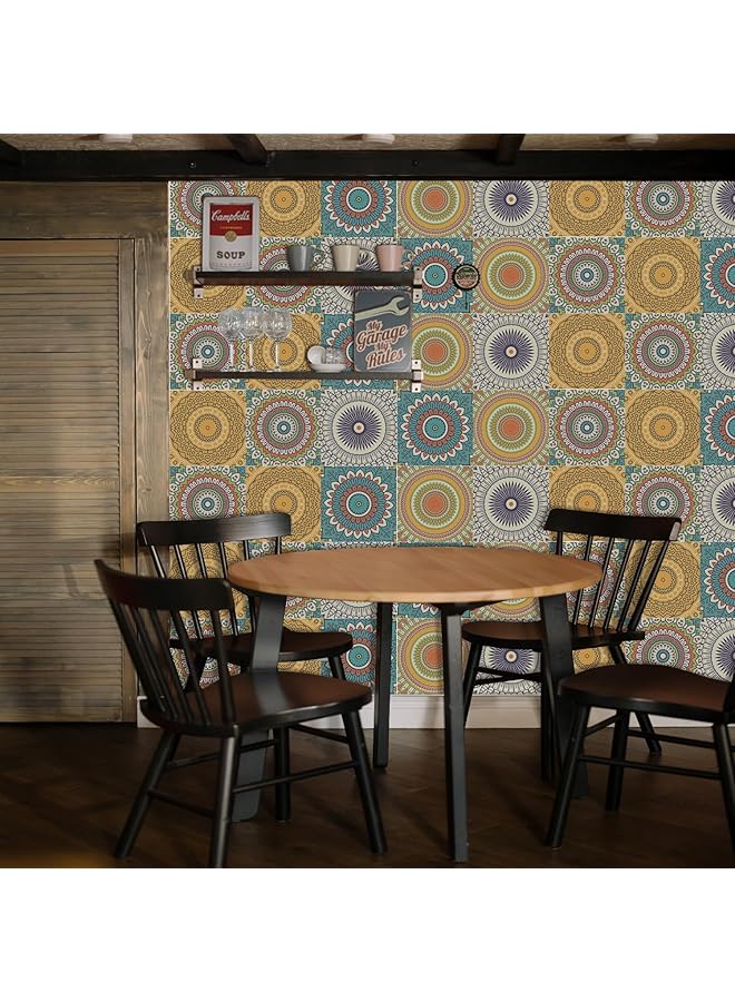 erorex Mosaic Wall Tile Stickers 10Pcs Moroccan Peel And Stick Vinyl Wallpaper Tile Decals 15X15Cm Tile Transfers Sticker For Background Kitchen Bathroom Self Adhesive Peel Splashback Decals - Image 2