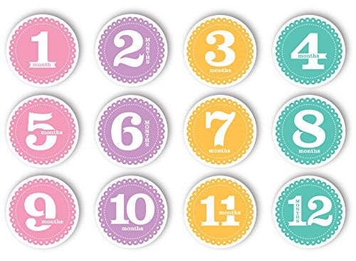 Tiny Ideas First Year Monthly Milestone Photo Sharing Baby Belly Stickers, 1-12 Months, Pink - Image 1