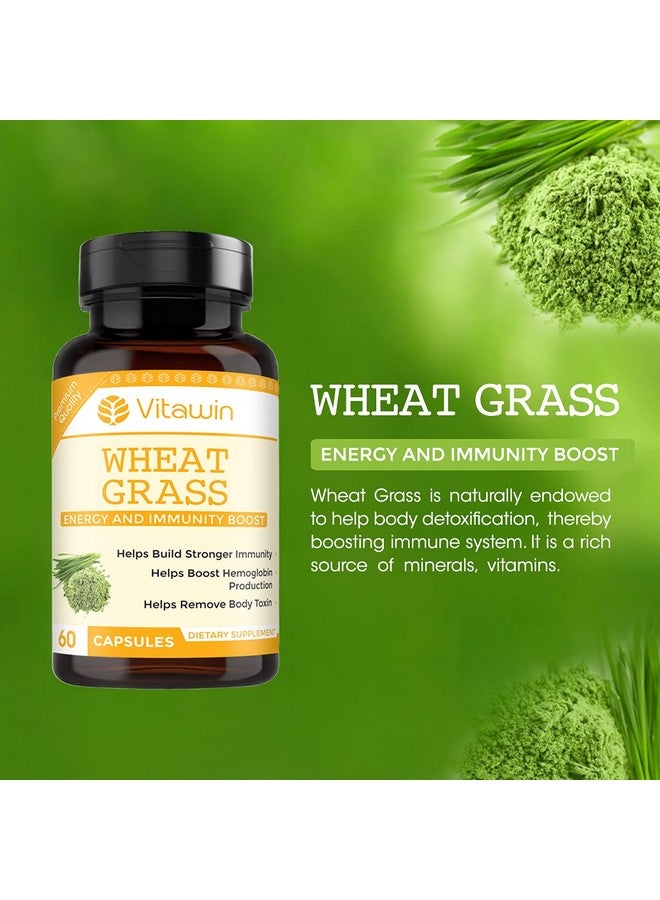 VitaWin Wheatgrass For Energy, Immunity Boost, Skin Health, Body Detoxification, Digestion & Best Anti-Oxidant Support, Natural Herbal, 500 mg, Veg - 60 Capsules Nutrition Supplement - Image 5
