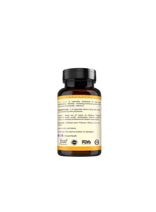 VitaWin Wheatgrass For Energy, Immunity Boost, Skin Health, Body Detoxification, Digestion & Best Anti-Oxidant Support, Natural Herbal, 500 mg, Veg - 60 Capsules Nutrition Supplement - Image 3