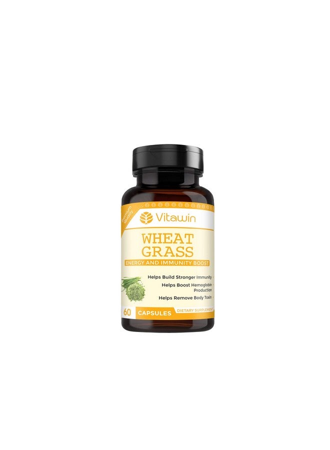 VitaWin Wheatgrass For Energy, Immunity Boost, Skin Health, Body Detoxification, Digestion & Best Anti-Oxidant Support, Natural Herbal, 500 mg, Veg - 60 Capsules Nutrition Supplement - Image 1
