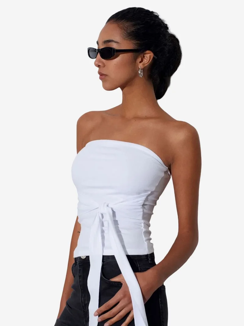 Dilvin DILVIN Slim Fit Strapless Bandeau Blouse
