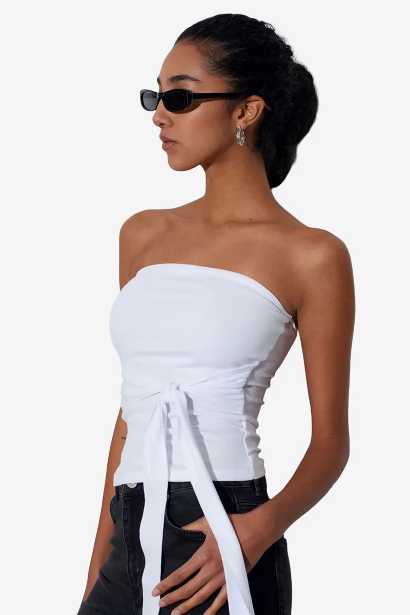 ديلفين DILVIN Slim Fit Strapless Bandeau Blouse