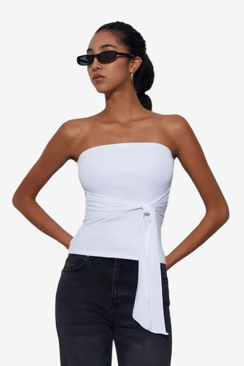 ديلفين DILVIN Slim Fit Strapless Bandeau Blouse