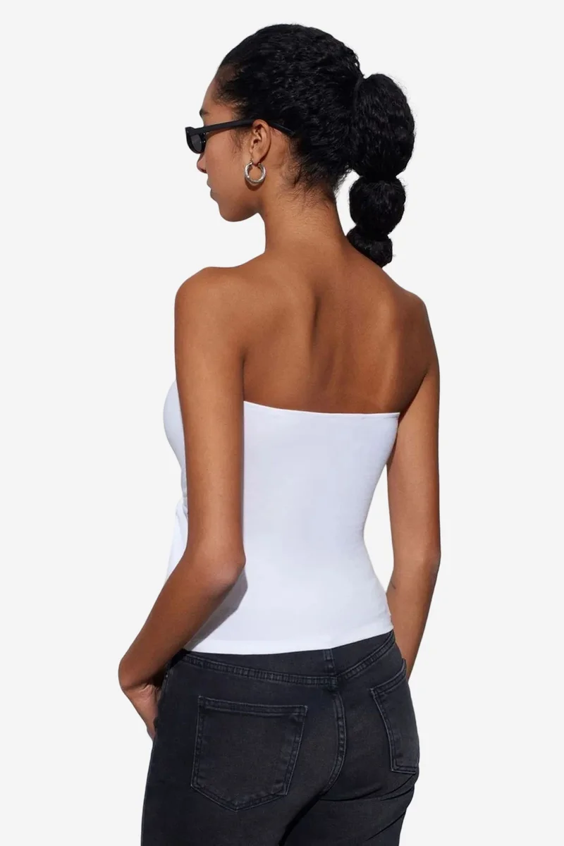 Dilvin White DILVIN Slim Fit Strapless Bandeau Blouse for Women | Best Price UAE