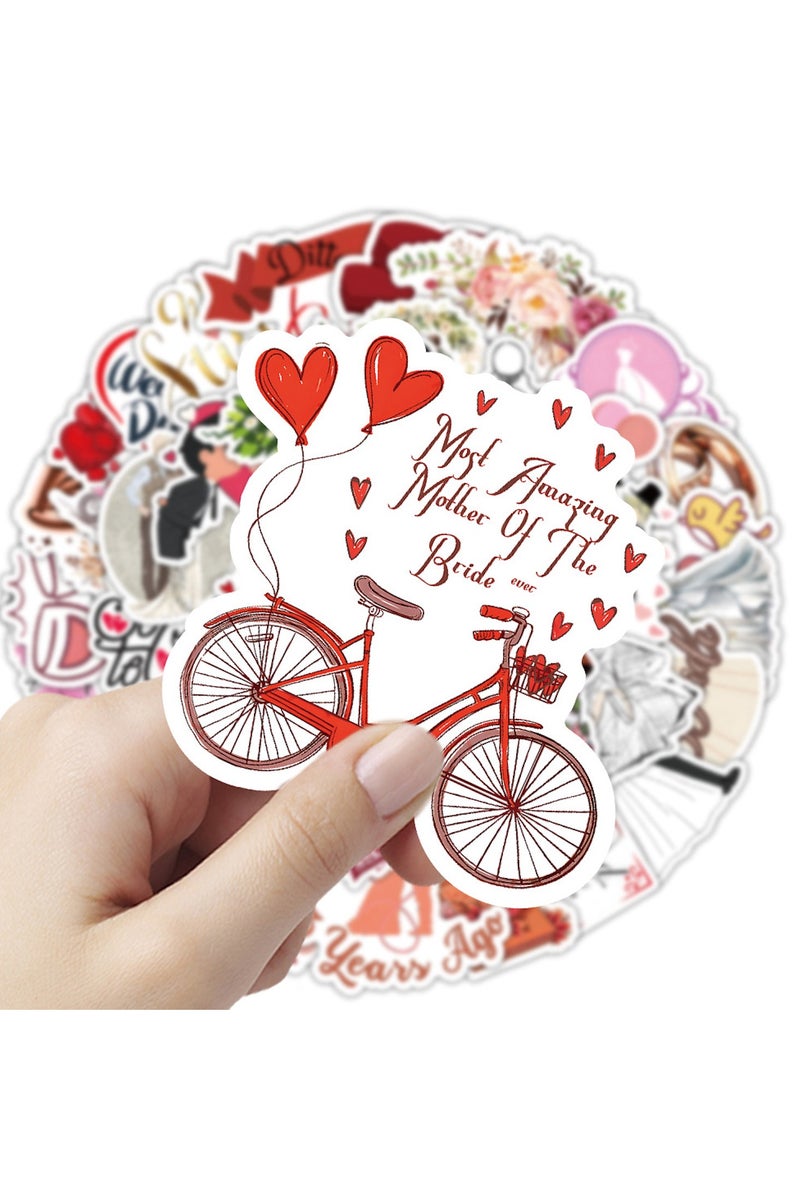 ORAINBOW 50 Pcs Wedding Celebration Stickers Wedding Ceremony Waterproof Vinyl Decals for Water Bottles Laptop Luggage Cup Mobile Phone Skateboard Decor - Image 3