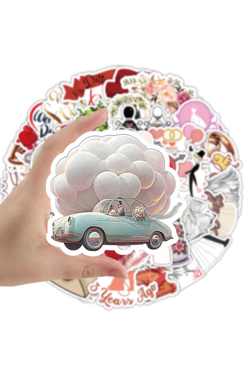 ORAINBOW 50 Pcs Wedding Celebration Stickers Wedding Ceremony Waterproof Vinyl Decals for Water Bottles Laptop Luggage Cup Mobile Phone Skateboard Decor - Image 2
