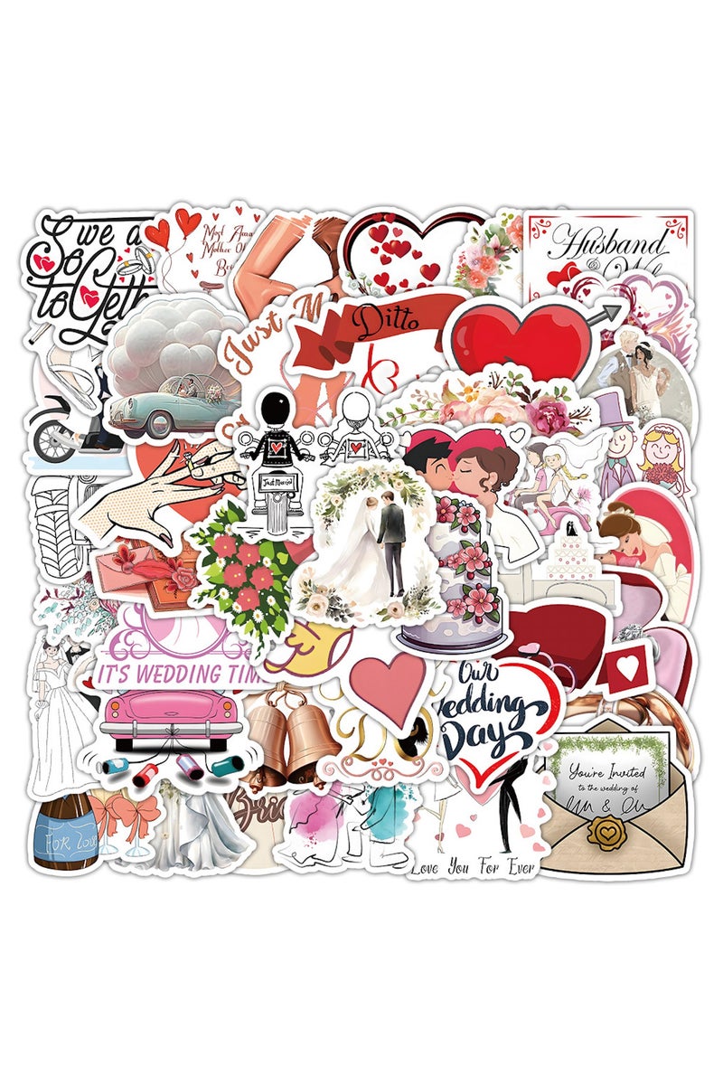 ORAINBOW 50 Pcs Wedding Celebration Stickers Wedding Ceremony Waterproof Vinyl Decals for Water Bottles Laptop Luggage Cup Mobile Phone Skateboard Decor - Image 1