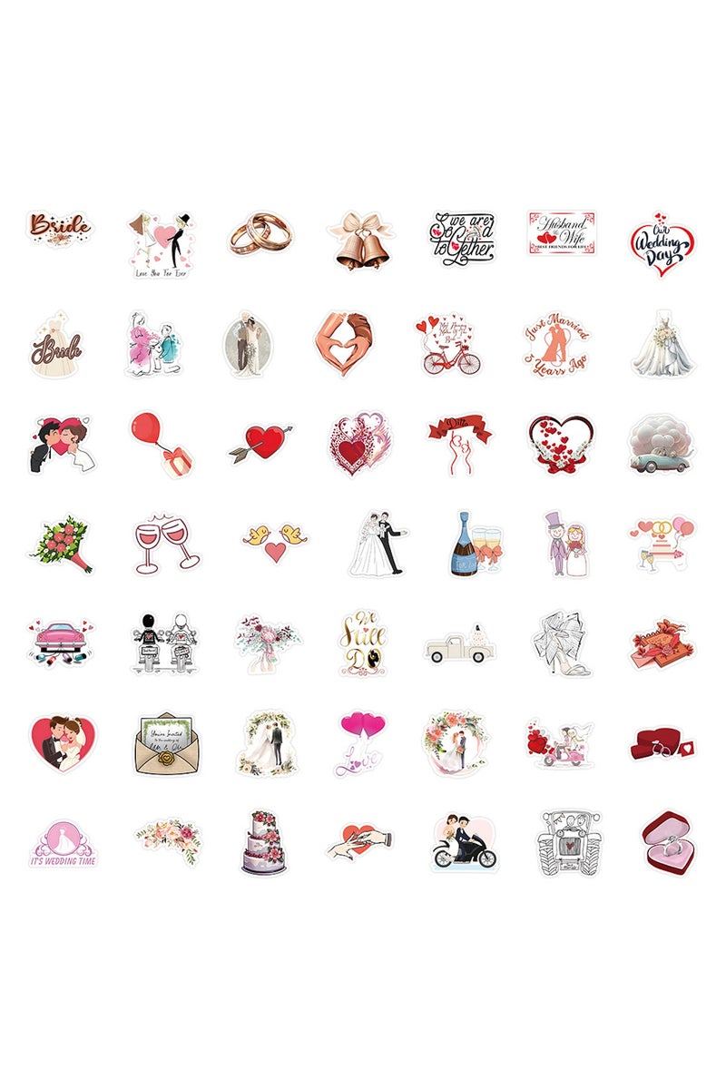 ORAINBOW 50 Pcs Wedding Celebration Stickers Wedding Ceremony Waterproof Vinyl Decals for Water Bottles Laptop Luggage Cup Mobile Phone Skateboard Decor - Image 4