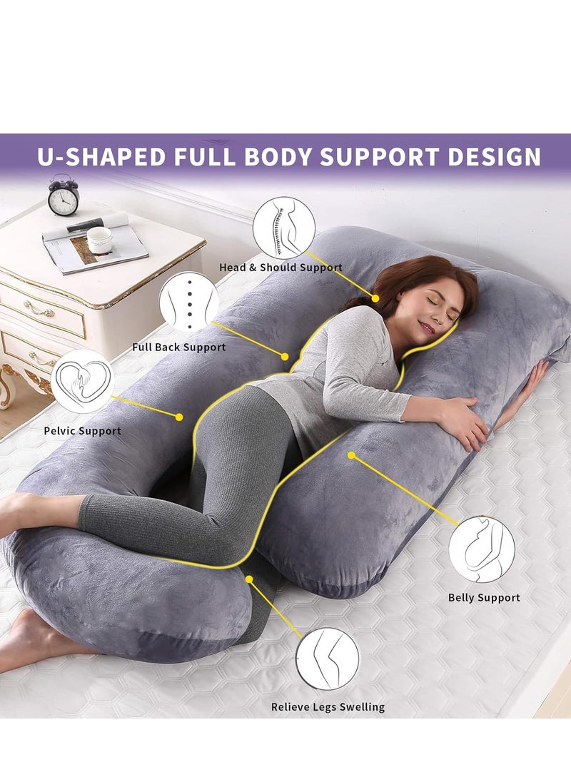 Yoawllty Pregnancy Pillow for Sleeping, Grey G-Shaped Full Body Pillow and Maternity Support with Replaceable and Washable Velvet Cover ﻿  - Image 4
