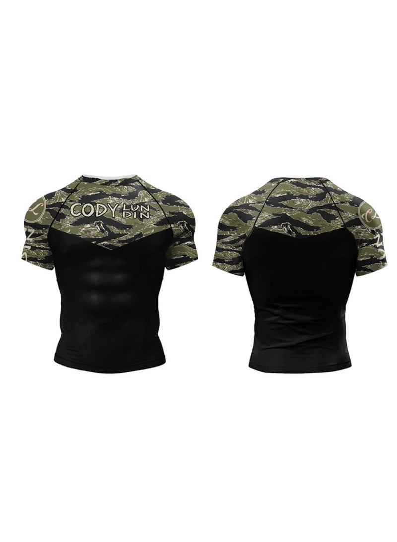 Men's  3D Digital Printed Short-sleeved Sweatshirt Quick Dry Breathable Round Neck O Neck T-shirt Running Sport - Image 2