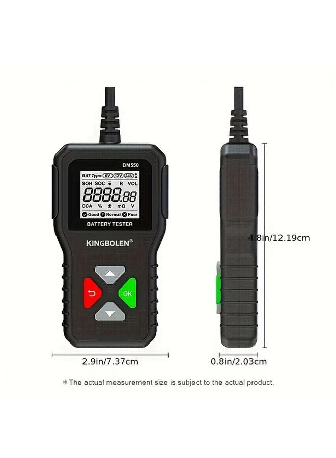 اختبار بطارية السيارة BM550 6 فولت 12 فولت 24 فولت CCA 100-2000 نظام الكشف ABS راتنج دقة 0.01 الطاقة بالسلك - Image 3