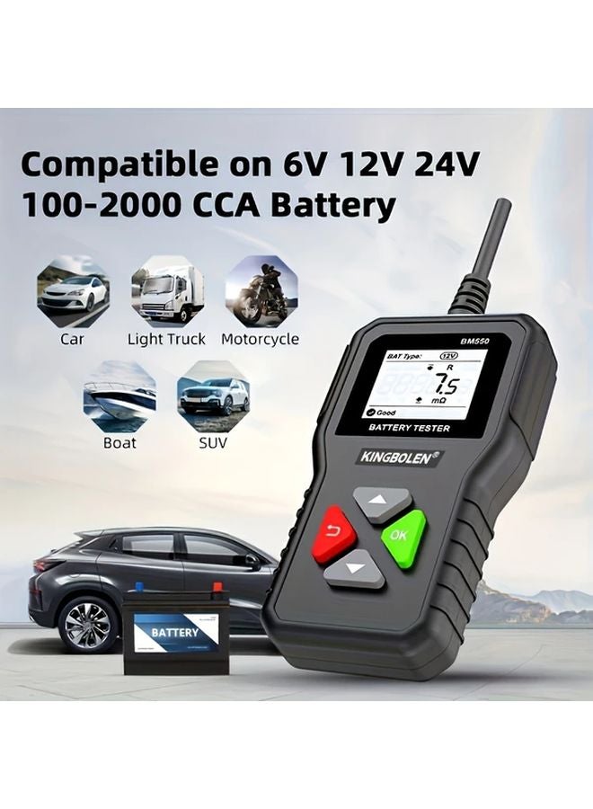 اختبار بطارية السيارة BM550 6 فولت 12 فولت 24 فولت CCA 100-2000 نظام الكشف ABS راتنج دقة 0.01 الطاقة بالسلك - Image 2