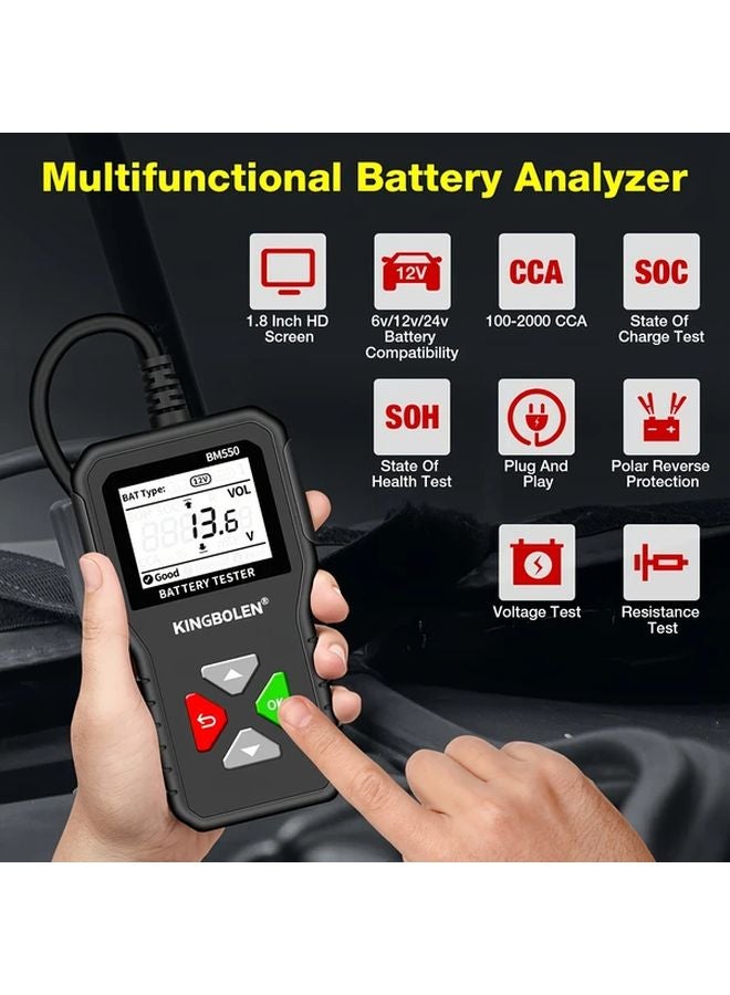 اختبار بطارية السيارة BM550 6 فولت 12 فولت 24 فولت CCA 100-2000 نظام الكشف ABS راتنج دقة 0.01 الطاقة بالسلك - Image 5