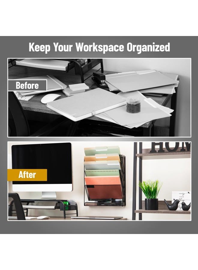 Mind Reader Wafist3-Blk Mesh File Holder 3 Tier Vertical Mount 12.75 (L) X 4.25 (W) X 16 (H) Inches Magstack-Blk - Image 5