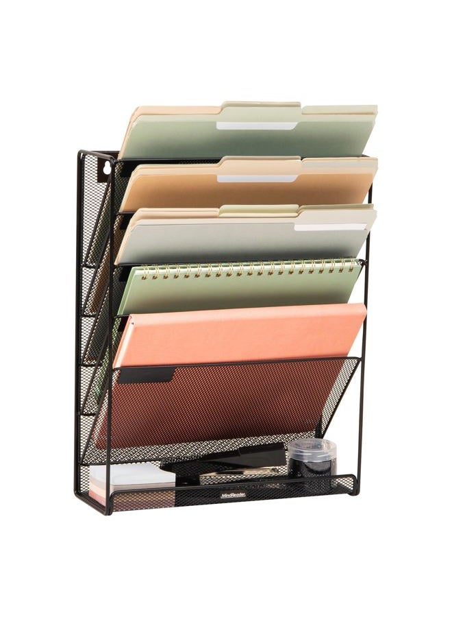Mind Reader Wafist3-Blk Mesh File Holder 3 Tier Vertical Mount 12.75 (L) X 4.25 (W) X 16 (H) Inches Magstack-Blk - Image 1