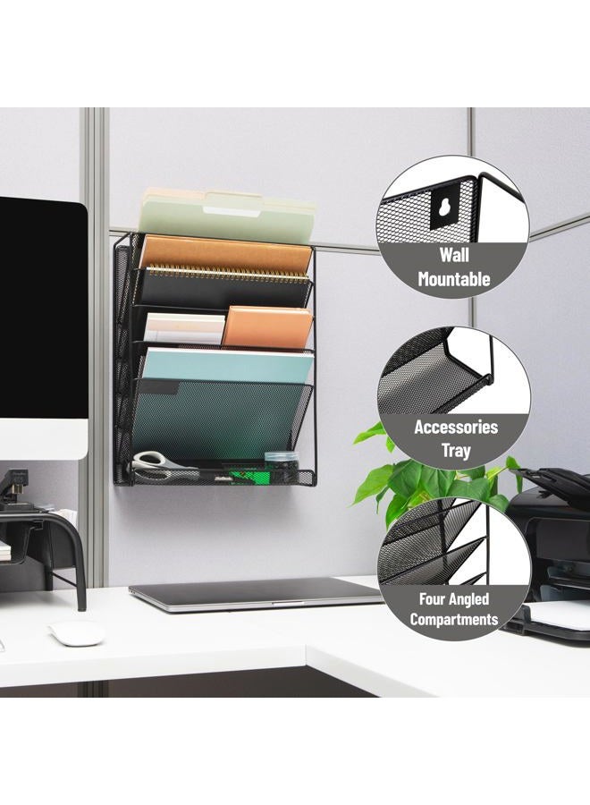 Mind Reader Wafist3-Blk Mesh File Holder 3 Tier Vertical Mount 12.75 (L) X 4.25 (W) X 16 (H) Inches Magstack-Blk - Image 4