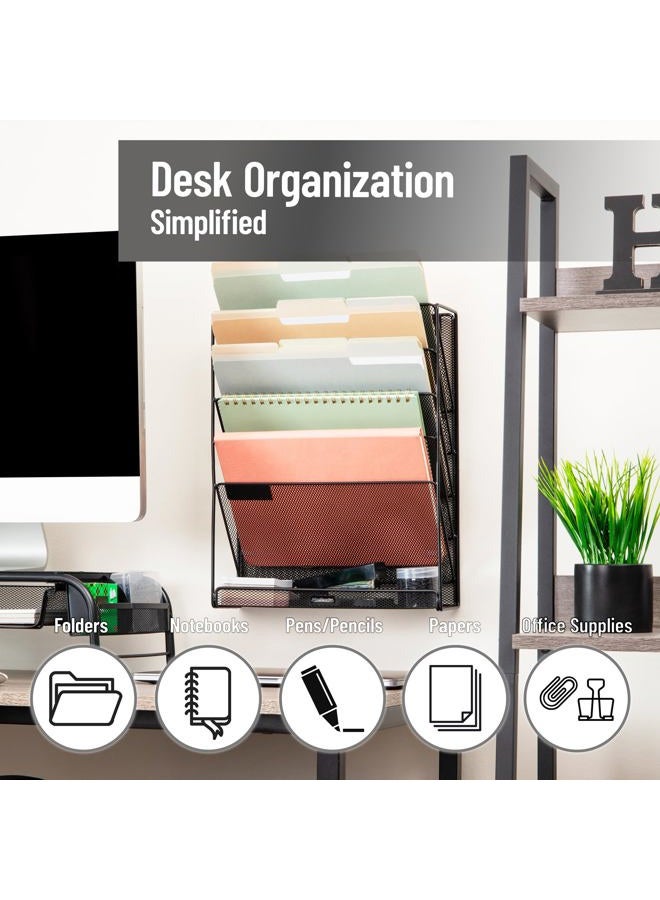 Mind Reader Wafist3-Blk Mesh File Holder 3 Tier Vertical Mount 12.75 (L) X 4.25 (W) X 16 (H) Inches Magstack-Blk - Image 2