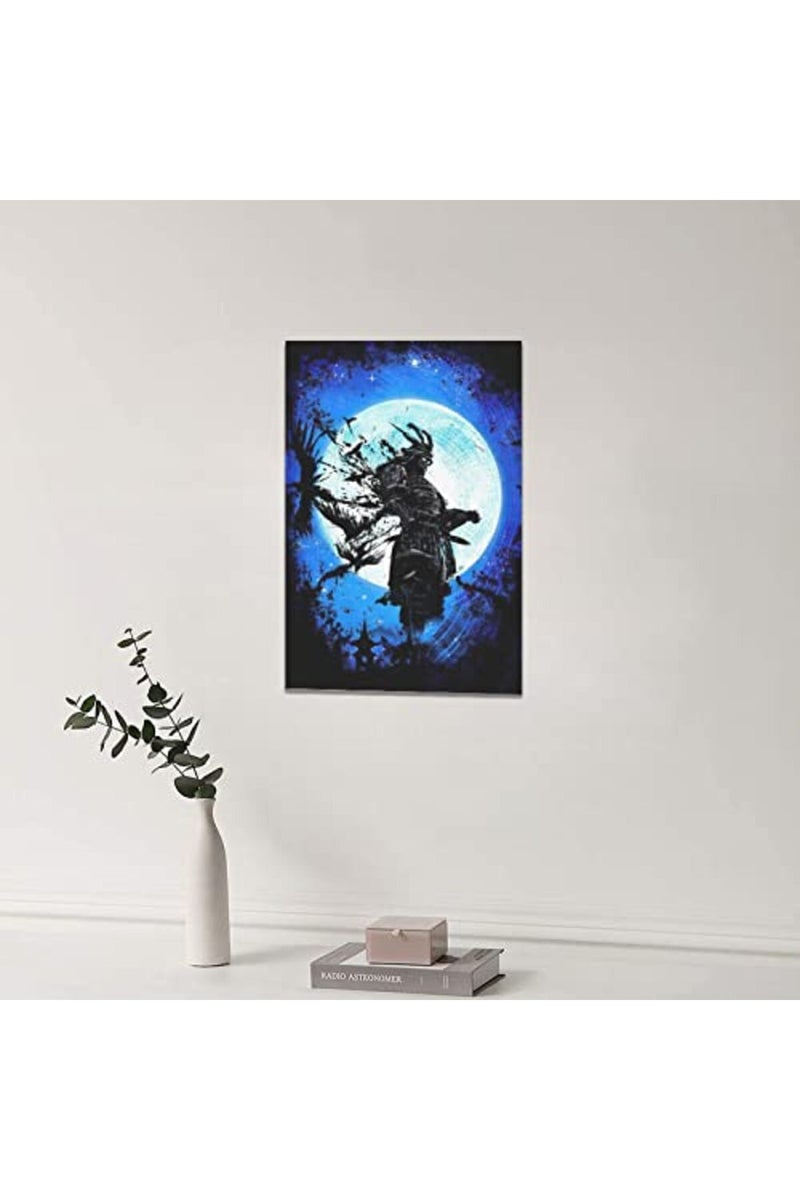 SweetFox ALAYRA Japanese Samurai Wall Art Pictures Decor Armored painting Canvas Prints Bushido Inspirational Poster Artwork Modern Home Framed for Bedroom Living Room Office Bedroom, 16'x24' - Image 3