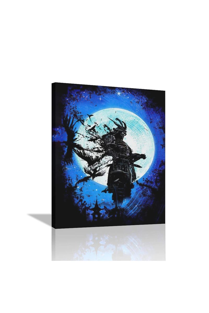SweetFox ALAYRA Japanese Samurai Wall Art Pictures Decor Armored painting Canvas Prints Bushido Inspirational Poster Artwork Modern Home Framed for Bedroom Living Room Office Bedroom, 16'x24' - Image 1