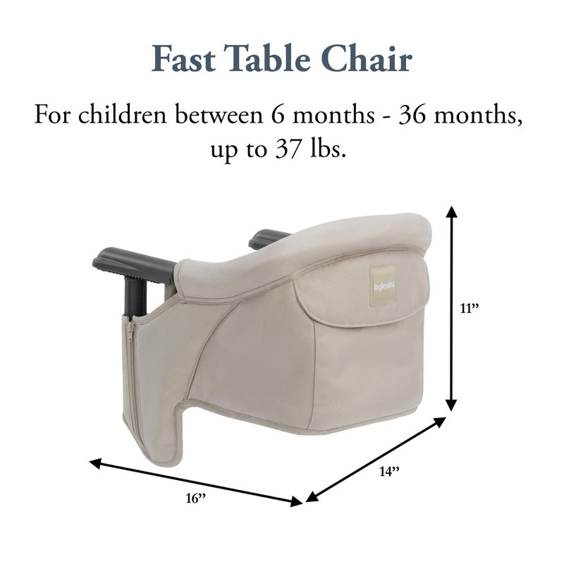 Inglesina Fast Table Chair, Cream - Portable Baby High Chair - for Babies & Toddlers up to 37 lbs - Collapsible Design - Fits Tables 0.8'' to 3.5'' Thick - Compact & Easy to Use - Travel Bag Included - Image 2