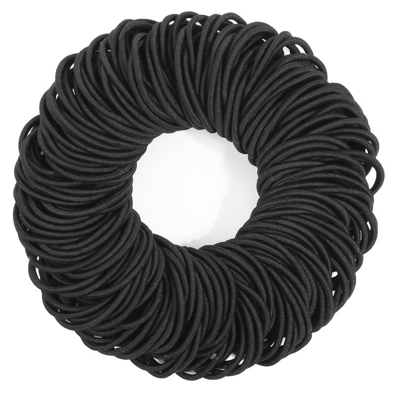 Anezus 200 Pcs Hair Ties for Women Girls Hair Elastics Hair Bands Ponytail Holders Hair Rubber Bands for Thick Straight Curly Hair Black - Image 3