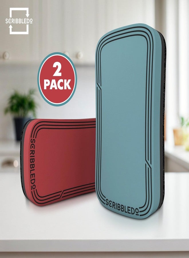 SCRIBBLEDO Dry Erase Eraser Boho Magnetic White Board Eraser for Streak-Free Cleaning for Dry-Erase Whiteboard Multi Pack for Classroom Office & Home 2 Pack - Image 2