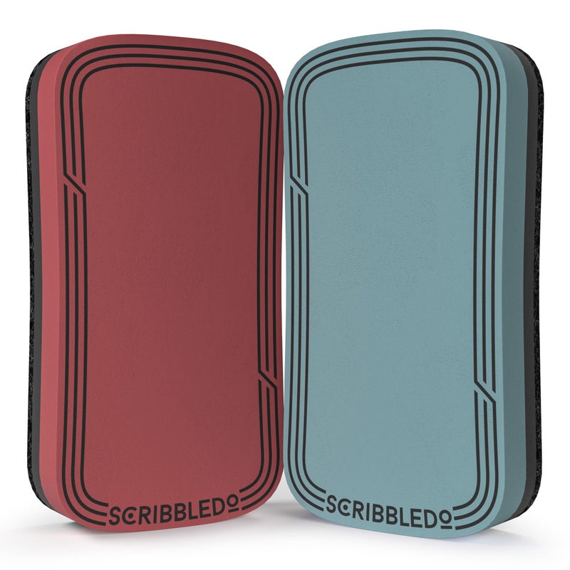 SCRIBBLEDO Dry Erase Eraser Boho Magnetic White Board Eraser for Streak-Free Cleaning for Dry-Erase Whiteboard Multi Pack for Classroom Office & Home 2 Pack - Image 1