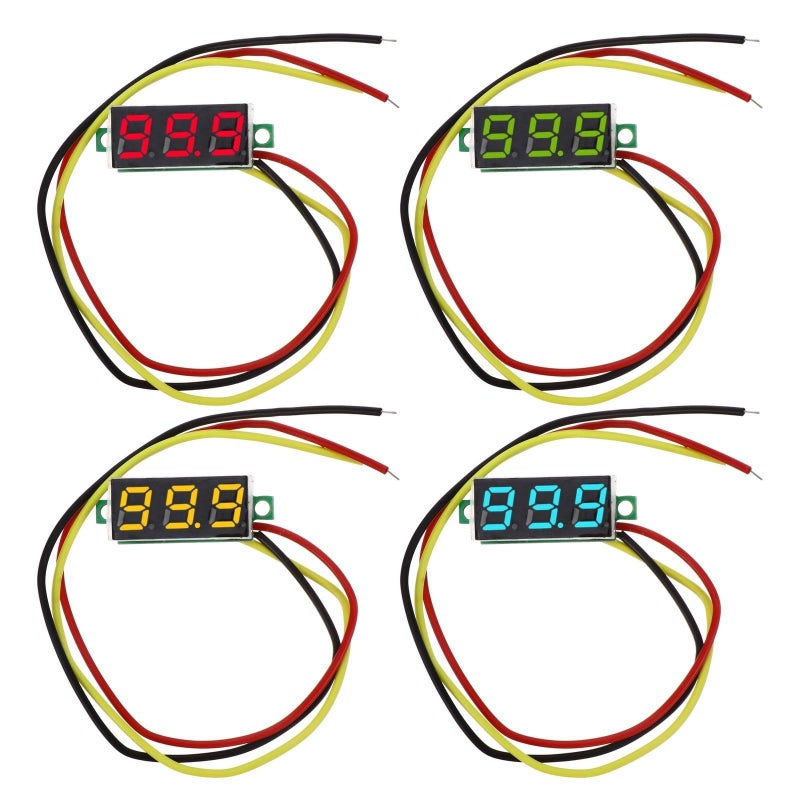 4pcs 0.28 Inch Mini DC Voltmeter 0-100V Three-Wire for Car Motorcycle - Image 2