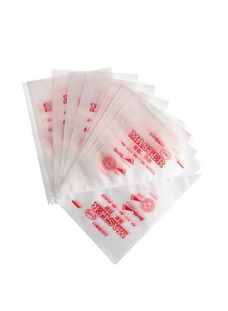 شاربدو أكياس تزيين الكعك أنبوبية الشكل للاستخدام مرة واحدة مكونة من 100 قطعة أبيض 26x17سم - Image 1