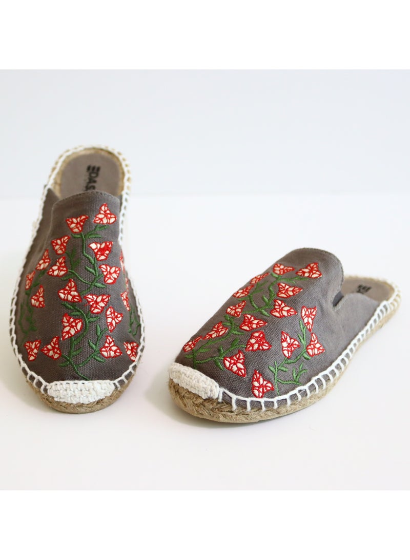 Dasson Embroidered Bougainvillea Espadrille (Carbon Grey)  - Image 2