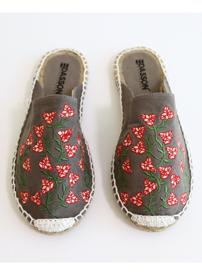 Dasson Embroidered Bougainvillea Espadrille (Carbon Grey)  - Image 1