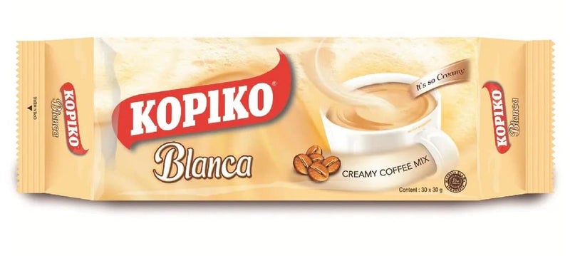Kopiko Creamy Blanca Long Pack 3 in 1 Instant Coffee Mix 30 Bags 30g - Image 3