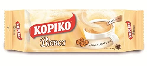 Kopiko Creamy Blanca Long Pack 3 in 1 Instant Coffee Mix 30 Bags 30g - Image 1