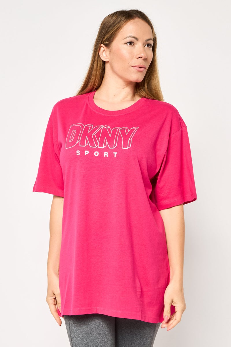 DKNY Women Sportswear Fit Short Sleeve Outdoor T-Shirt, Pink - Image 1