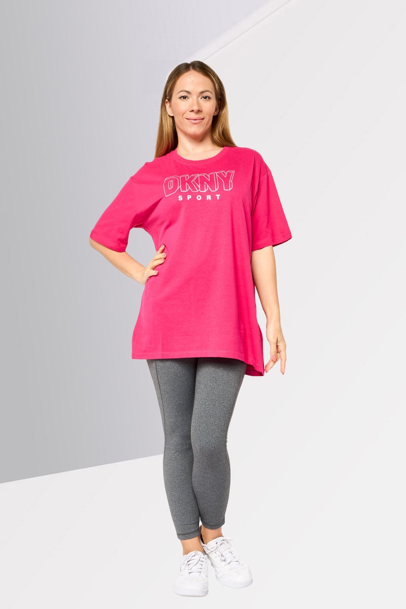 DKNY Women Sportswear Fit Short Sleeve Outdoor T-Shirt, Pink - Image 2