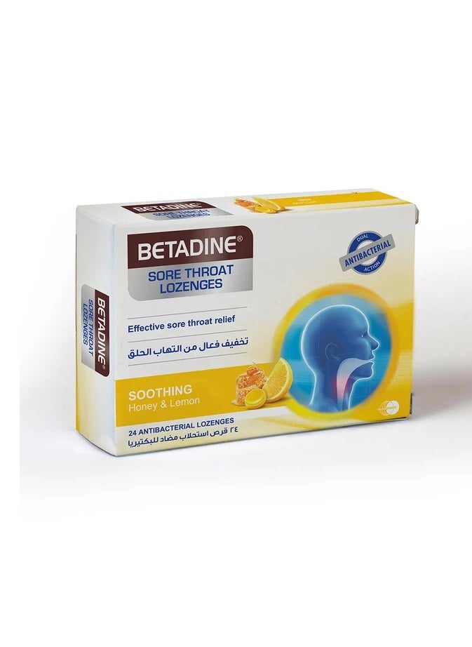 BETADINE Sore Throat Lozenges Soothing 24s with Honey and Lemon 