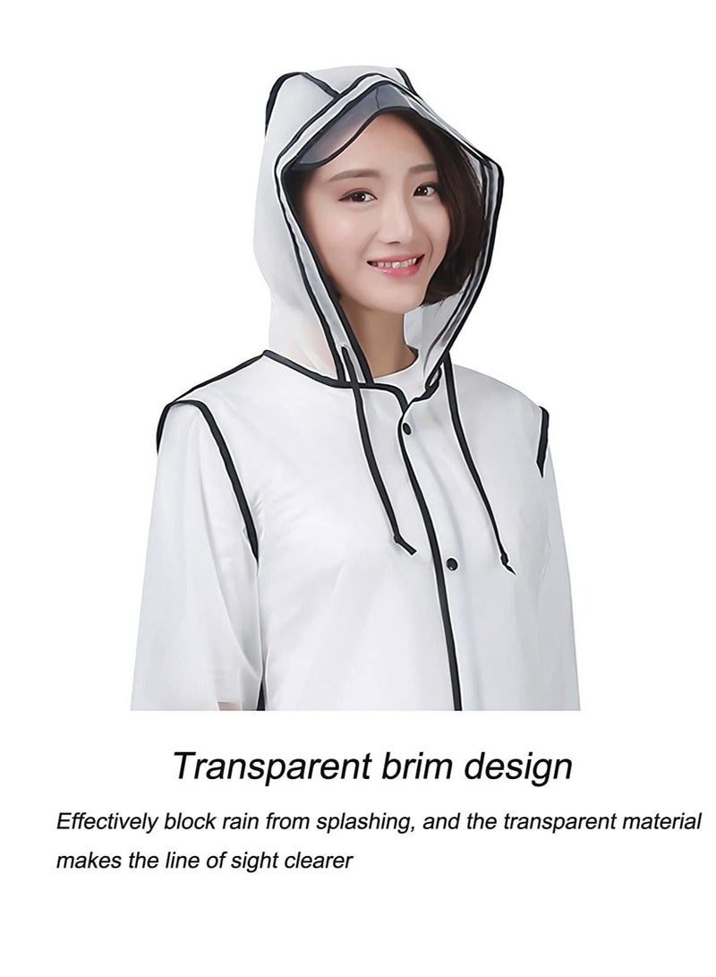 Captaintech Rain Poncho Adult Portable, Clear Raincoat Poncho Women and Men Long Sleeves Snap Reusable Rain Poncho with Hood Portable EVA for Travel Festivals Outdoors Mountaineering Family Fishing Emergency - Image 3