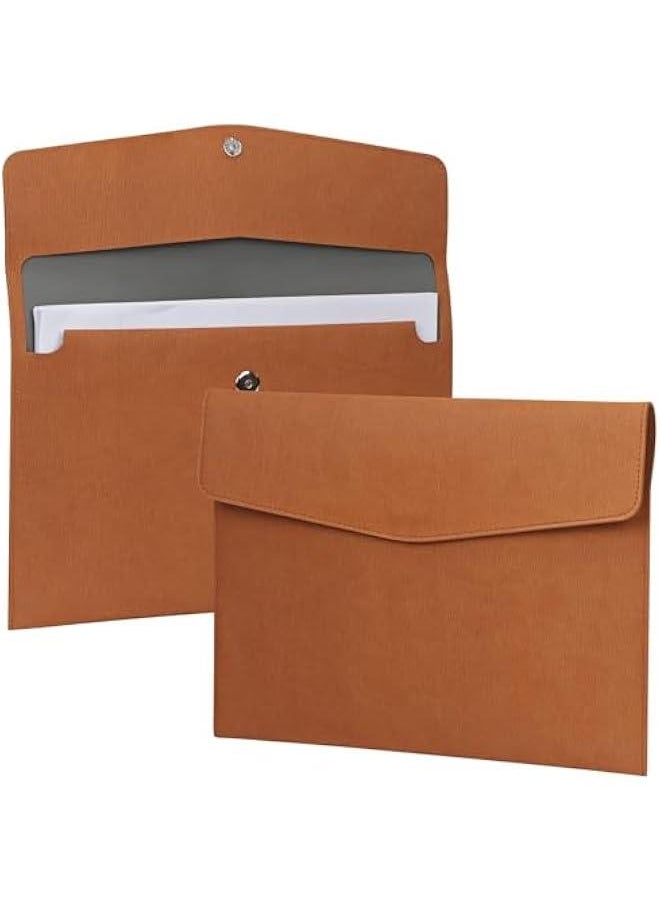 Generic - PU Leather A4 File Folders, Waterproof Portfolio Binder with Magnetic Snap Closure, A4 Filing Envelope Portfolio Case, Thin Travel File Storage Folder for He, School, Office (Brown) - Image 1