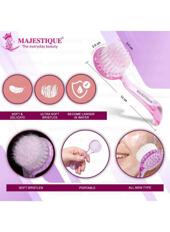 MAJESTIQUE 2Pcs Facial Cleansing Brush Face Cleaning Brush Face Scrub Brush Exfoliator Brush For Makeup Skincare Removal Face Wash Brush For Women Men (Color May Very) - Image 3