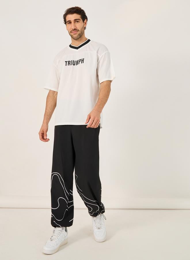 Styli NASA Print Parachute Track Pants with Toggle Cuffed  - Image 2